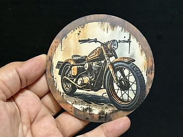 perde aksesuar: Retro motosiklet temalı dairəvi altlıqlar (koasterlər) – 9 ədəd dəst — 4