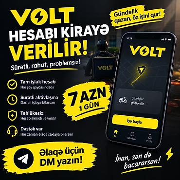 ⚡ VOLT HESABI KİRAYƏ VERİLİR! ⚡ 💛 Gündəlik cəmi 7 AZN! 📱 Volt