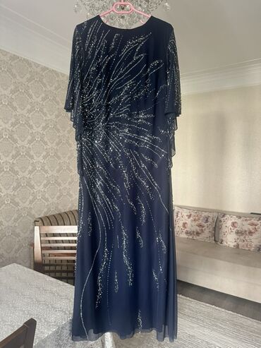 Paltolar: Qadınlar üçün zərli axşam/ziyafət donu Olcu 46-48 - Rəng: tünd göy