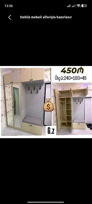 tec mebel: Dehliz mebeli – sifarişlə hazırlanır Ölçü: 240×160×45 sm Qiymət: 450 — 1