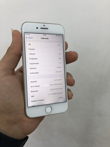 Apple iPhone: IPhone 7, 128 GB, Ağ, Barmaq izi