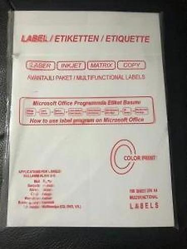 Reklamiranje, štampanje: Samolepljive A4 etikete – Yelken Etiket YN-5102 - Format lista: A4 - — 9