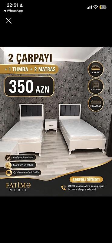 2 təknəfərlik çarpayı, Tumba, Yeni lalafo.az -da 2 təknəfərlik çarpayı, Tumba, Yeni