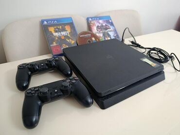 купить телевизор в баку: Sony PlayStation 4 Slim konsolu, iki ədəd pultu və oyunlarla birlikdə