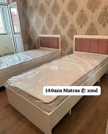 murad mebel: Tək nəfərlik çarpayı və matras dəsti - Ağımtıl korpuslu tək — 1
