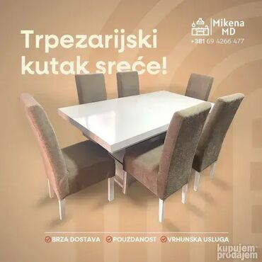 krevetac kp: 🍽️ Trpezarijski Sto i Stolice 9 – Elegancija i Kvalitet! 📌 Savršen