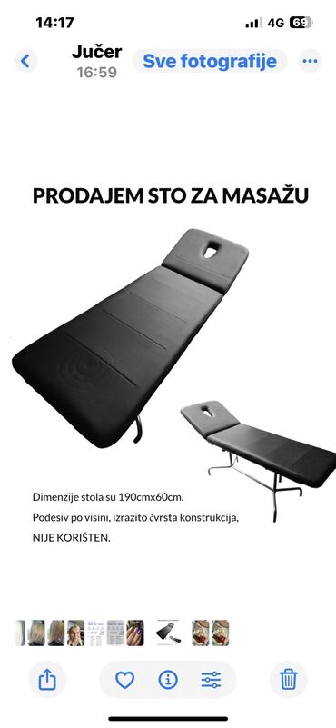 toplomer za uvo: Prodajem sto za masažu Dimenzije stola 1.90 x 0.60 cm Podesiv po