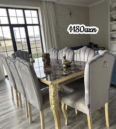 Yemək otağı üçün dəst – masa və stullar - Dəbdəbəli dizaynlı yemək