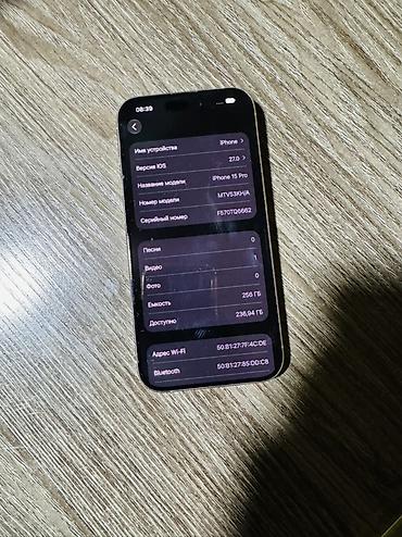 Мобильные телефоны и аксессуары: IPhone 15 Pro, 256 ГБ,акб 84 все родное цвет светлый (белый/тихий — 3
