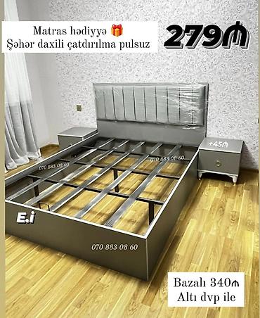taxt ortukleri: Gümüş rəngdə müasir yataq dəsti. Yumşaq başlıqla, metal karkaslı — 1