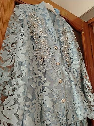 parca cantalar: Mavi krujeva qadın dəsti – pencək + ətək - Rəng: açıq mavi (pastel) - — 7
