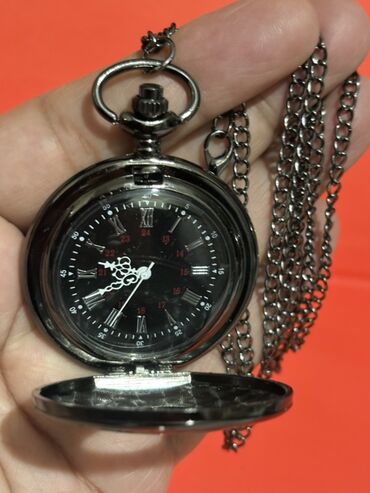 Əntiq saatlar: Klassik cib saatı – qara metal korpus və zəncir - Dizayn: Qapaqlı — 7