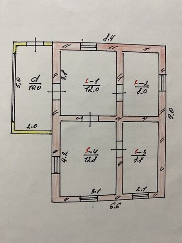 токмаке дом: Дом, 60 м², 3 комнаты, Собственник, Старый ремонт