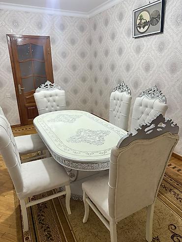 masa restoran: Qonaq otağı üçün, İşlənmiş, 6 stul — 1