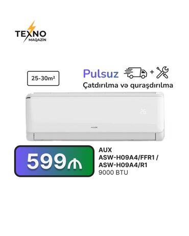 Kondisioner AUX, 20-25 kv. m, Split sistem, Kredit yoxdur, Pulsuz quraşdırılma