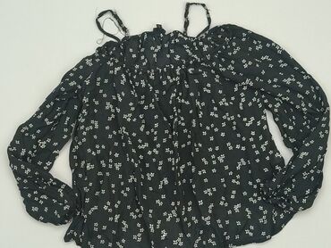 czarne bluzki z bufiastymi rękawami: Blouse, River Island, M (EU 38), condition - Good