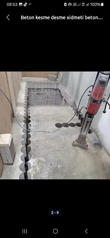 Beton işləri: #Betonkesme #betondeşmə Beton kubik kərpic - dən kəsim deşim — 14