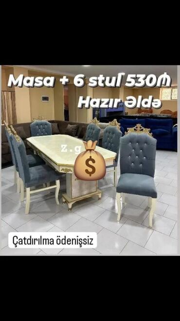 Yataq otağı dəstləri: Masa ve oturacaq rəng seçimi var