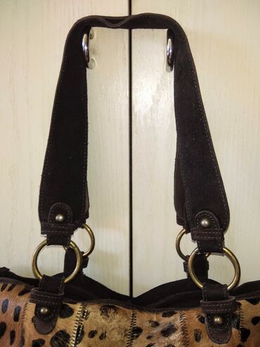 Torbe: Fantastična kožna braon torba sa prirodnom dlakom Odlična skupocena i — 12