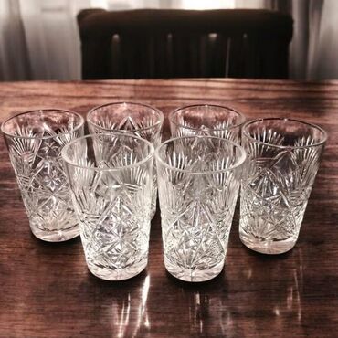 стеклянный стол офисный: Stəkanlar, rəng - Ağ, Xrustal, 6 ədədli dəst