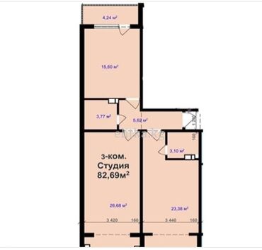 купить квартиру в бишкеке в рассрочку: 3 бөлмө, 82 кв. м, Элитка, 5 кабат, Евроремонт