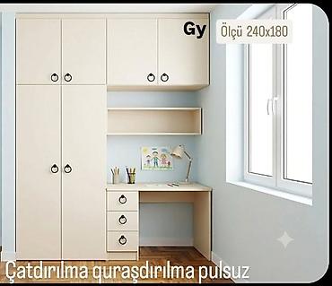 Uşaq/iş otağı üçün çoxfunksiyalı dəst: şkaf + çalışma masası + rəf -