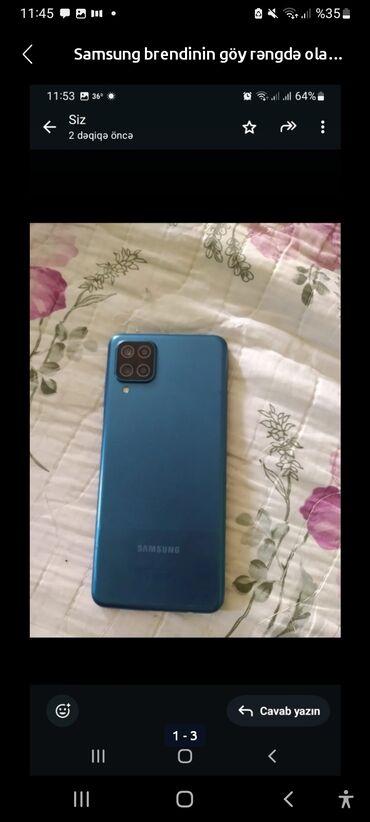 Kabrolar: Samsung galaxy a12 125manat 32gb heç bir cızığı yoxdur glıfı yoxdur