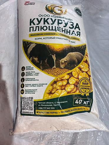 Кукуруза плющенная, корм для сельскохозяйственных животных -