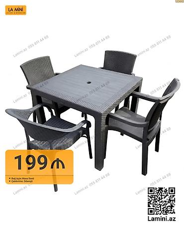 Bağ üçün masa dəsti – 4 nəfərlik – Dəst tərkibi: 1 ədəd kvadrat masa