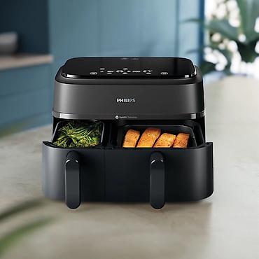 PHILIPS iki bölməli NA350/00 Airfryer – RapidAir Plus texnologiyası