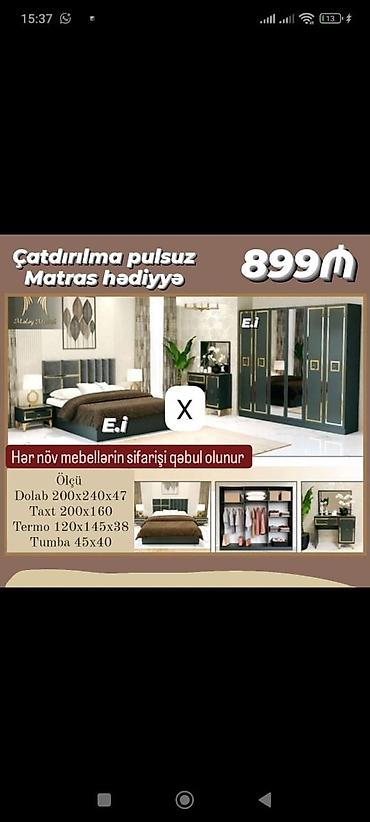 Ev üçün mebel: Yataq otağı dəsti – 899₼ - Pulsuz çatdırılma - Matras hədiyyə - Hər — 1