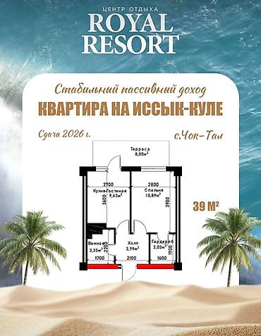 планировочный: Квартира на Иссык-Куле в центре отдыха ROYAL RESORT, с. Чок-Тал. Сдача — 1
