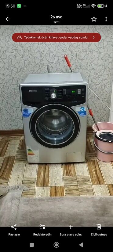 Şəxsi qulluq: Samsung önyükləməli paltaryuyan maşın - Rəng: gümüşü/metal - Ön