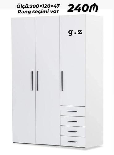 dolab gence: Ağ rəngdə çoxfunksiyalı paltar dolabı. - Ölçü: 200 × 120 × 47 sm — 1