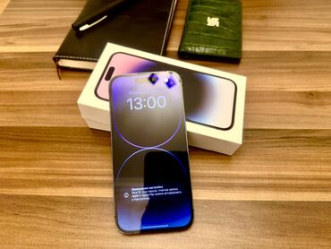 Apple iPhone: IPhone 14 Pro, 256 GB, Deep Purple, Zəmanət, Simsiz şarj, Face ID