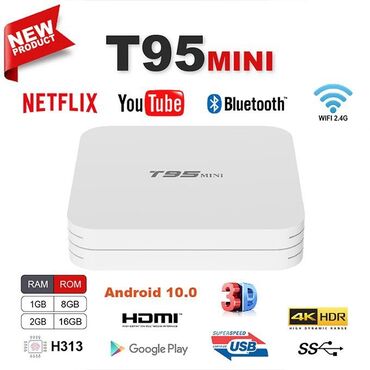 Видеоигры и приставки: T95 Mini Allwinner H313 Quad Core 4K Android 10 OS ПЗУ 2,4 ГГц WiFi