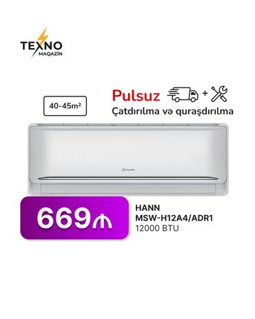 Kondisionerlər: Kondisioner 40-45 kv. m, Split sistem, Kredit yoxdur, Pulsuz quraşdırılma