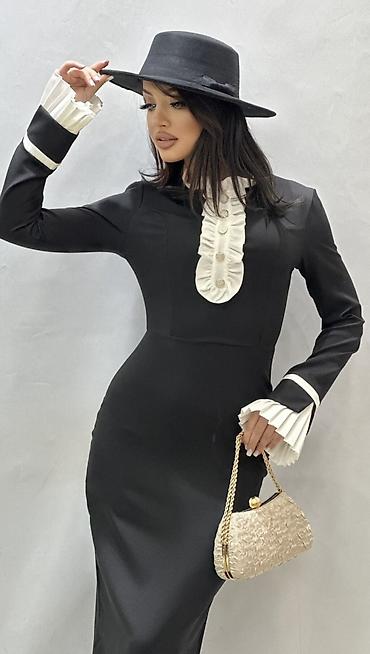 ag don: Qara rəngli uzun ziyafət/klassik stil don - Model: dar kəsimli, uzun — 2