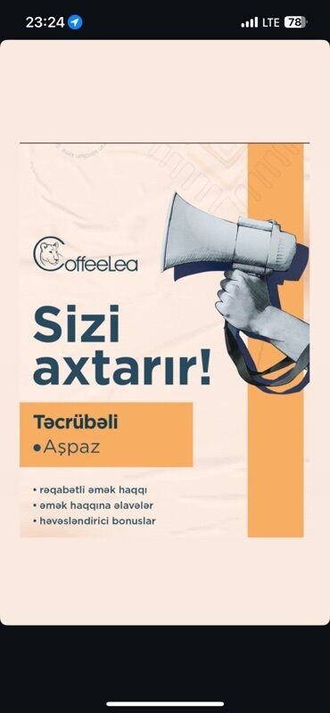 fotomodel vakansiya 2021: CoffeeLea şirkəti təcrübəli aşpaz axtarır.Maaş artandır əlavələr və
