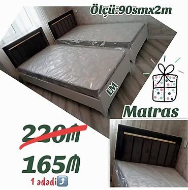 165: Məhsul: Tek nəfərlik çarpayı + matras - Ölçü: 90 sm x 2 m - — 1