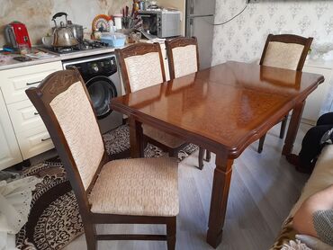 Для гостиной, Б/у, Раскладной, Прямоугольный стол, 6 стульев, Азербайджан