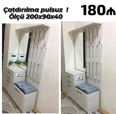 dehliz şkafi: Dəhliz üçün çoxfunksiyalı asılqanlı dolab dəsti Ölçü: 200×90×40 sm — 1