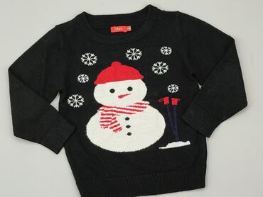 czarny sweterek w serek: Sweterek, 3-4 lat, 98-104 cm, stan - Dobry
