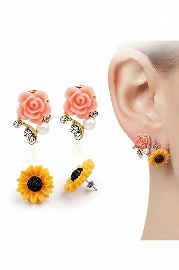 Серьги: Серьги сөйкөлөр У Г с цветочным акцентом ✨ Добавьте нежности и — 1