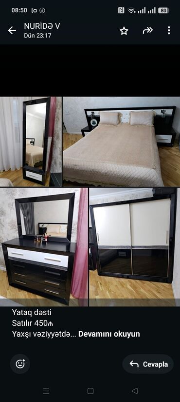 Комплекты диванов и столов: Yataq dəsti Satılır 450₼ Yaxşı vəziyyətdə Taxt 160/2 matras var