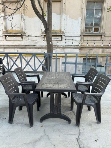 стол из массива: Б/у, Прямоугольный стол, 4 стула, Со стульями, Турция