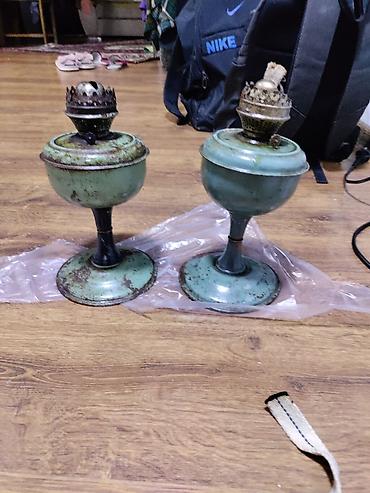 məsəllər: Metal korpuslu 2 ədəd köhnə tip petroleylampası (məşəl). - Material — 2