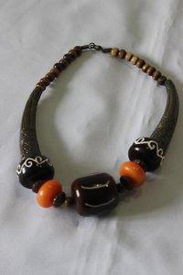 Ogrlice: STARA UNIKATNA OGRLICA, BRONZA, DRVO, ĆILIBAR, RUČNI RAD | Unikatna — 10