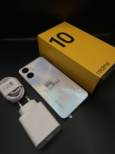 телефон j1: Realme 10, Новый, 128 ГБ, цвет - Белый, 1 SIM, 2 SIM
