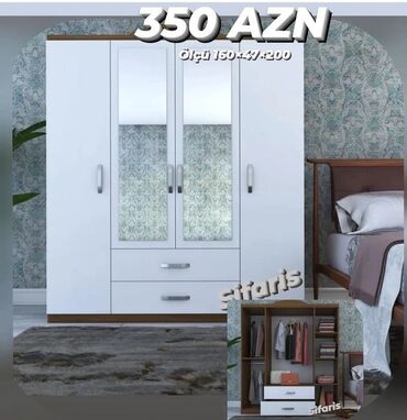 4 qapili dolablar: Yeni, Açılan, 4 qapılı Düz dolab, Qarderob, paltar dolabı, Azərbaycan